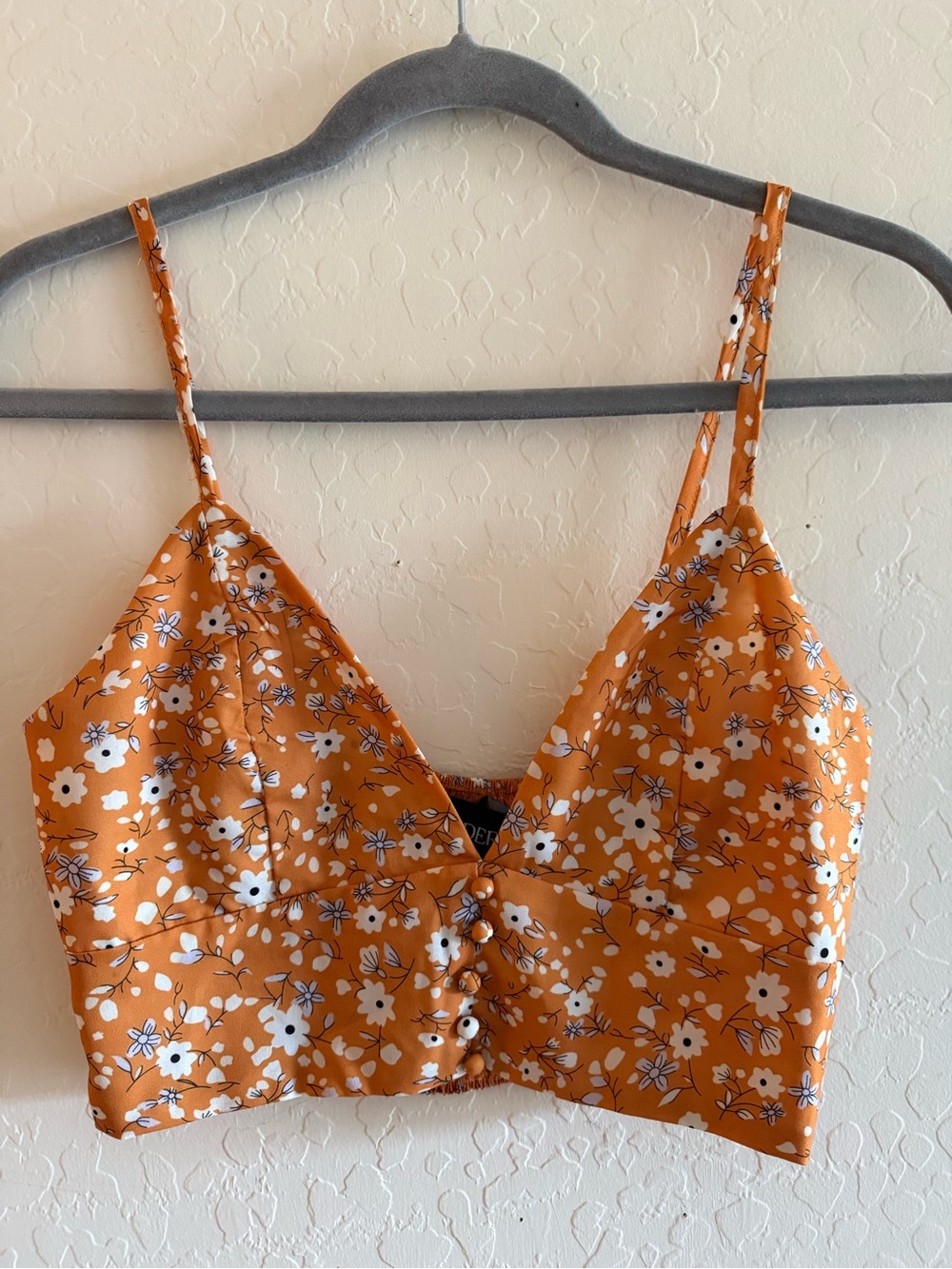 Cider, XS, mustard floral crop top